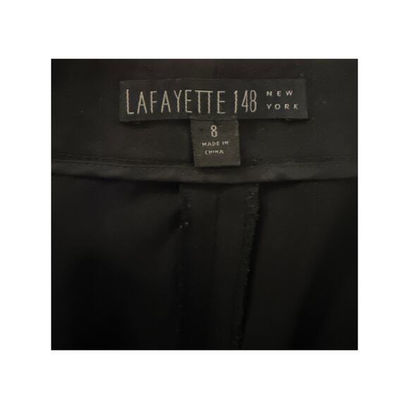Women 8 Lafayette 148 New York Irving Black Pants Wool Trousers Straight Leg - Picture 6 of 7